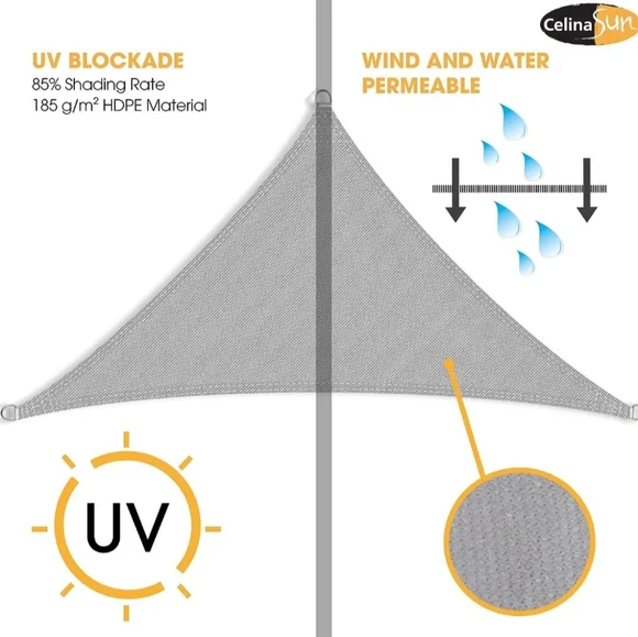 Sun Shade/Sail Triangle 10x10x14 ft Light Gray - Picture 4 of 5